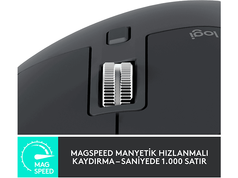 LOGITECH MX Master 3S Performans 8000 DPI Optik Sensörlü Sessiz Kablosuz Mouse - Siyah_3