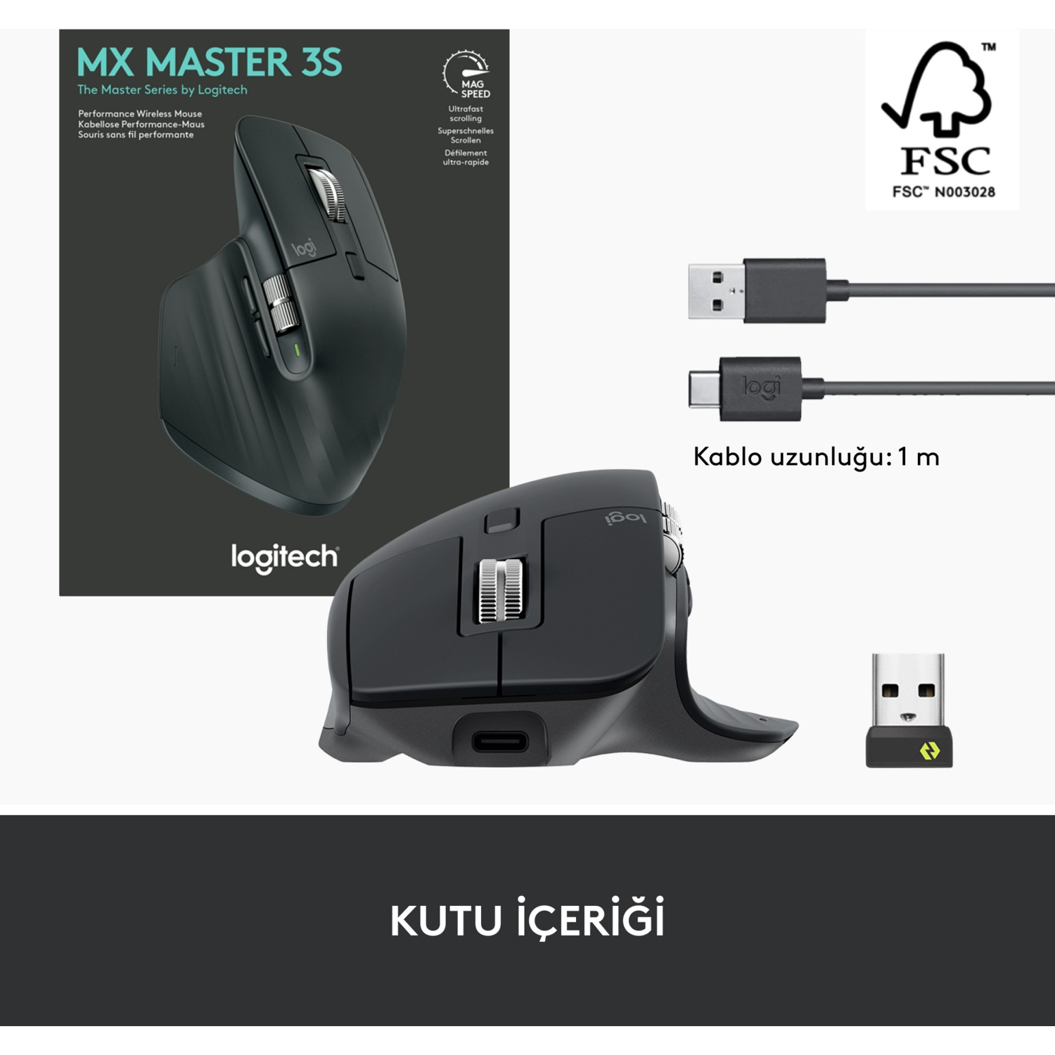 LOGITECH MX Master 3S Performans 8000 DPI Optik Sensörlü Sessiz
