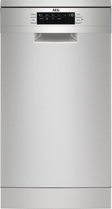 AEG FFB62427ZM Keskeny mosogatógép 9 teríték, inox, inverter, AirDry, LED kijelző, pr., 4 hőm.