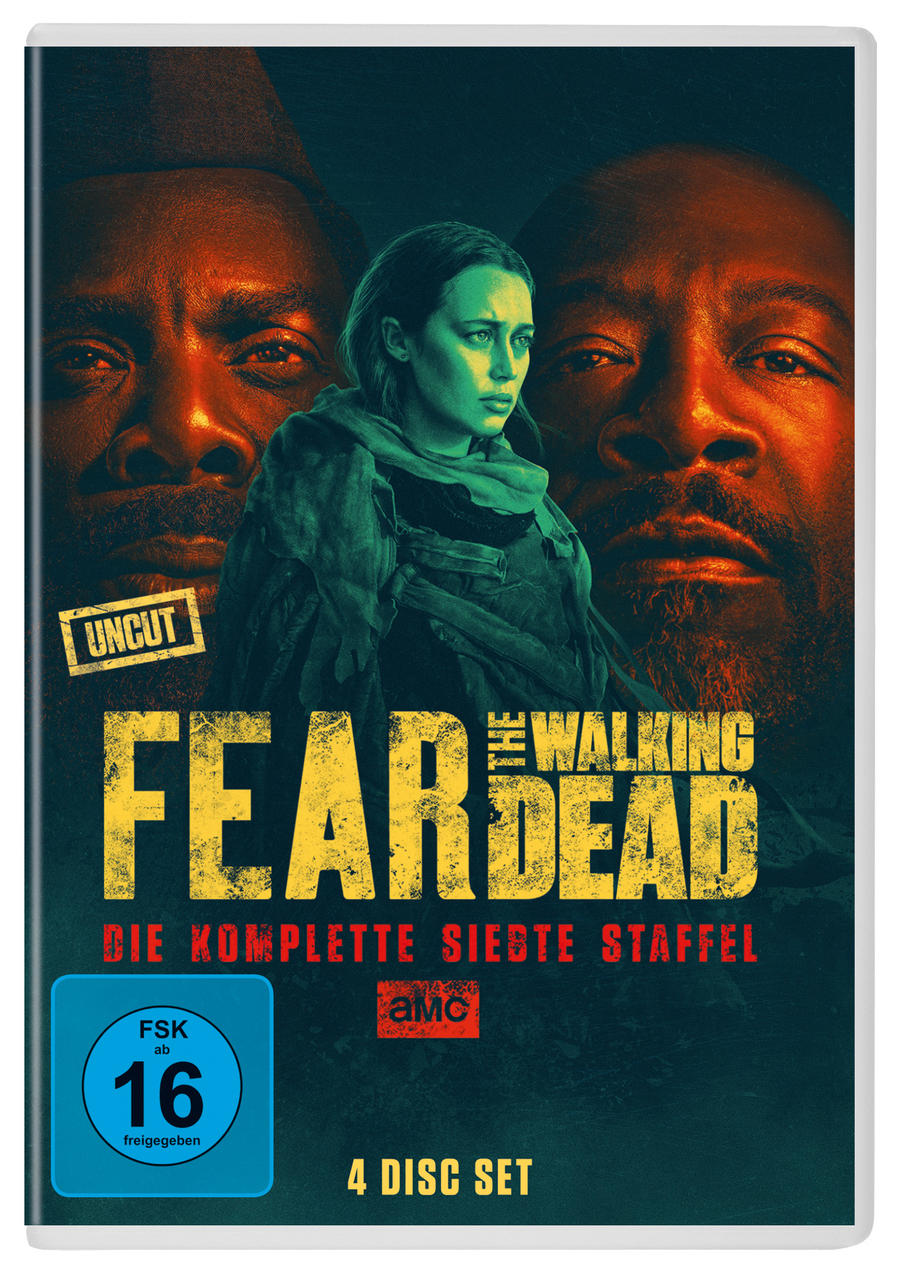 DVD-Hülle von Fear the Walking Dead. Gesichter von Menschen, Titeltext und Logos sind sichtbar.