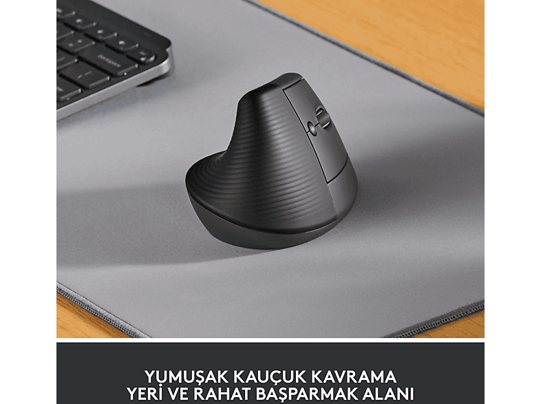 LOGITECH Lift Sessiz Kablosuz Ergonomik Dikey Mouse - Siyah_1