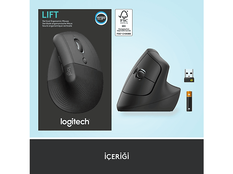 LOGITECH Lift Sessiz Kablosuz Ergonomik Dikey Mouse - Siyah_6