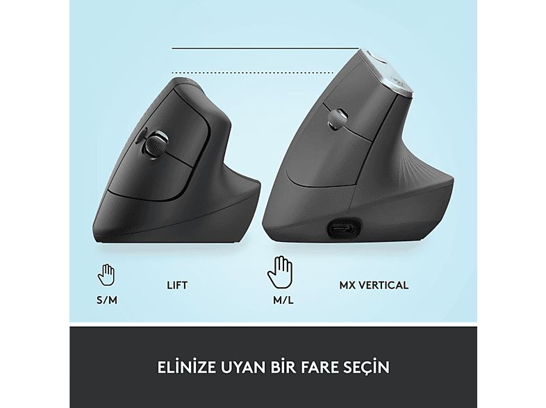 LOGITECH Lift Sessiz Kablosuz Ergonomik Dikey Mouse - Siyah_7