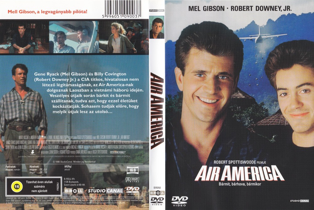 Az Air America DVD-borítója. Mel Gibson és Robert Downey Jr. a borítón.