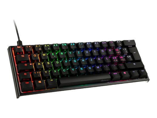 DUCKY ONE 2 Mini - Gaming-Tastatur, Kabelgebunden, QWERTZ, 60%, Mechanisch, Cherry MX Silent Red, Schwarz/Weiss