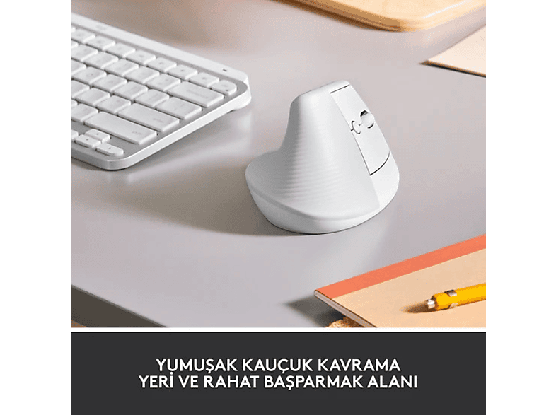 LOGITECH Lift Sessiz Kablosuz Ergonomik Dikey Mouse - Beyaz_1