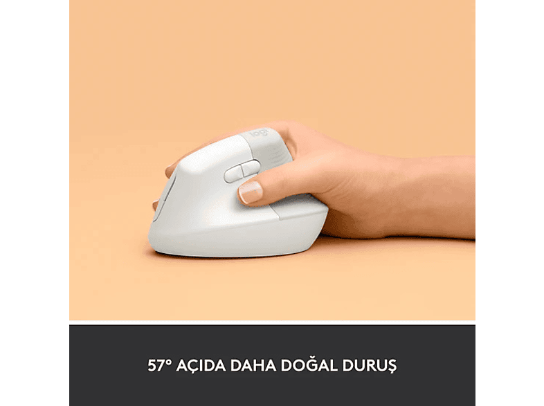 LOGITECH Lift Sessiz Kablosuz Ergonomik Dikey Mouse - Beyaz_2