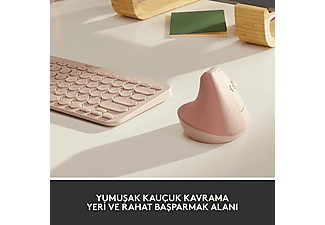 LOGITECH Lift Sessiz Kablosuz Ergonomik Dikey Mouse - Pembe_1