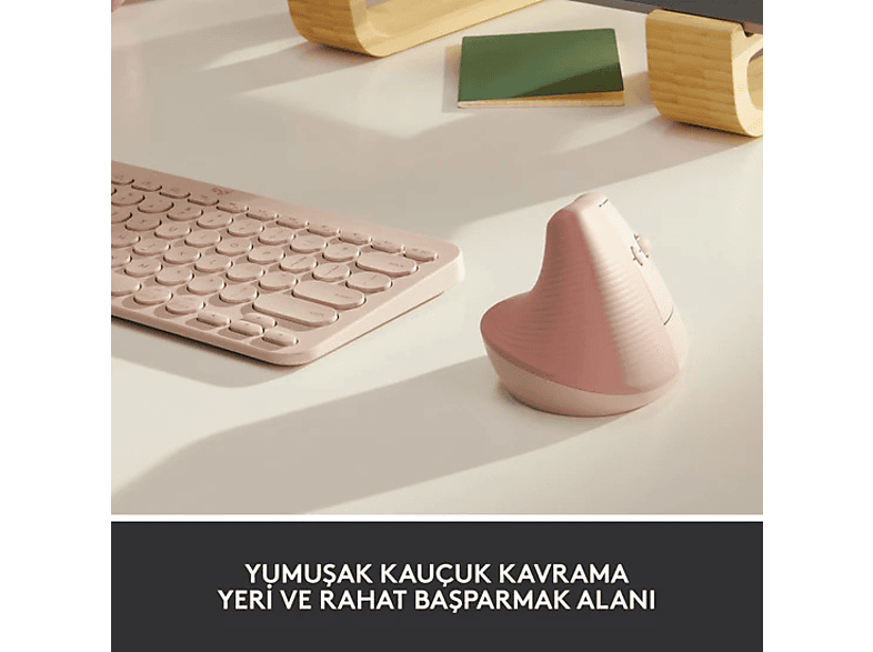 LOGITECH Lift Sessiz Kablosuz Ergonomik Dikey Mouse - Pembe_1