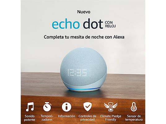 Altavoz inteligente - Amazon Echo Dot (5ª Gen 2022) con reloj, Controlador de Hogar, Gris azulado