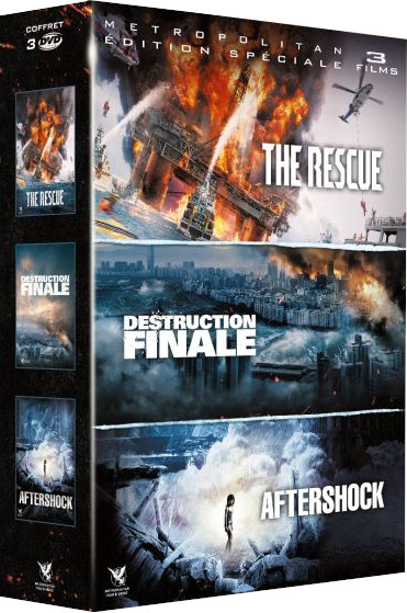 Filmbox met drie films: The Rescue, Destruction Finale en Aftershock.