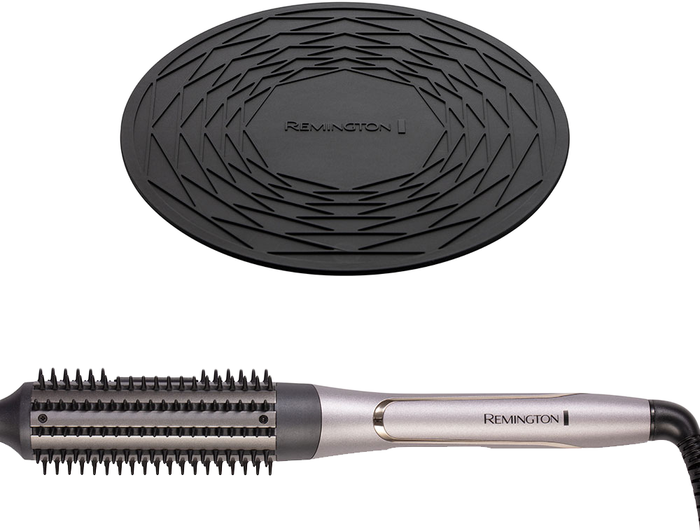 Remington hajformázó kefe és egy fekete hővédő szőnyeg.