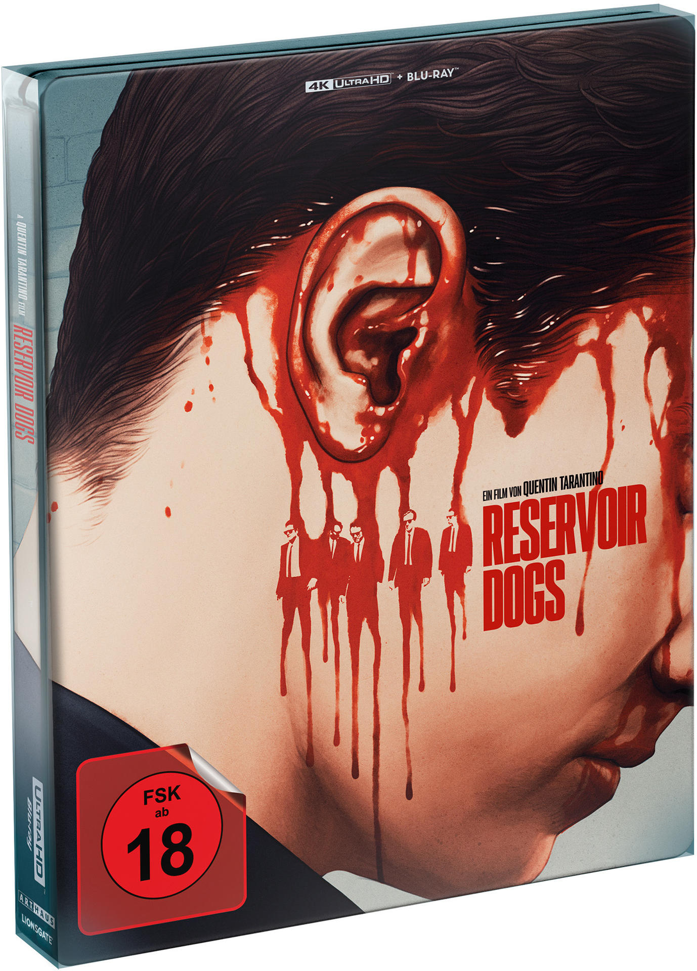 Filmcover von 'Reservoir Dogs', rotes Blut im Gesicht des Mannes.
