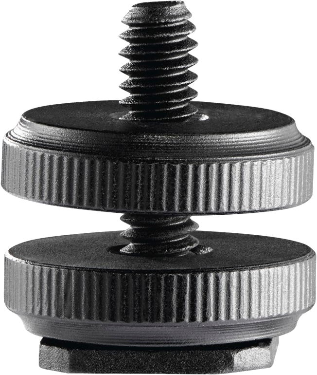 Zwei schwarze Metallschrauben mit einem gerändelten Ring dazwischen.