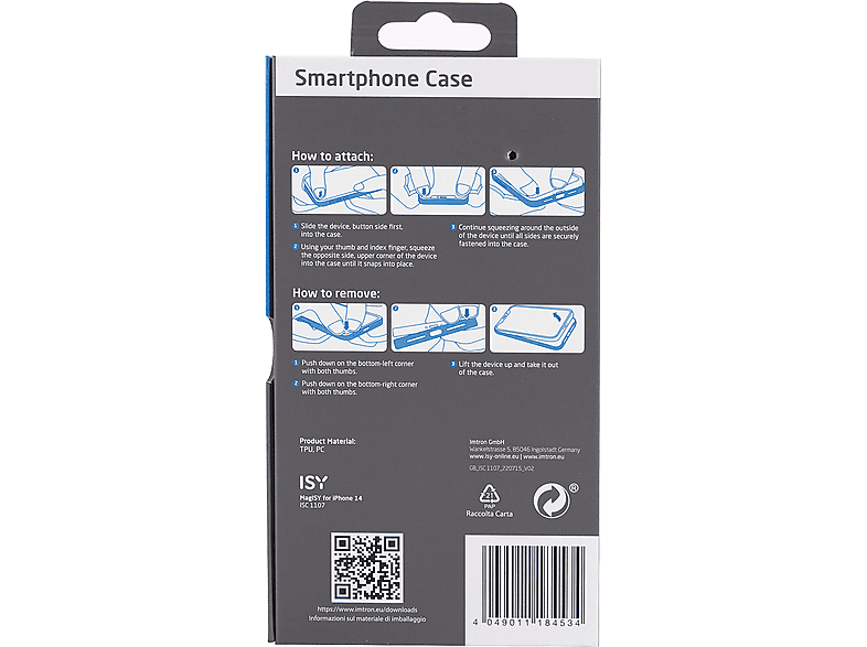 Funda móvil - ISY ISC-1107 Mag, Para iPhone 14, Trasera, TPU, Transparente