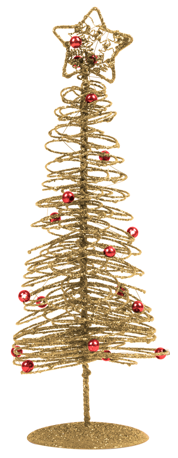 FAMILY CHRISTMAS Karácsonyi, glitteres, fém karácsonyfa - 28 cm arany