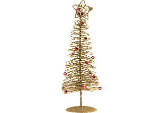 FAMILY CHRISTMAS Karácsonyi, glitteres, fém karácsonyfa - 28 cm - arany