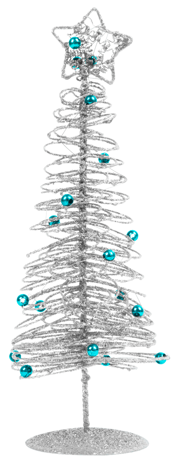 FAMILY CHRISTMAS Karácsonyi, glitteres, fém karácsonyfa - 28 cm ezüst