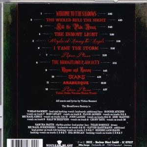 Albumcover mit Songtiteln und Credits. Schwarzer Hintergrund, roter Text und ein Nuclear Blast-Logo.