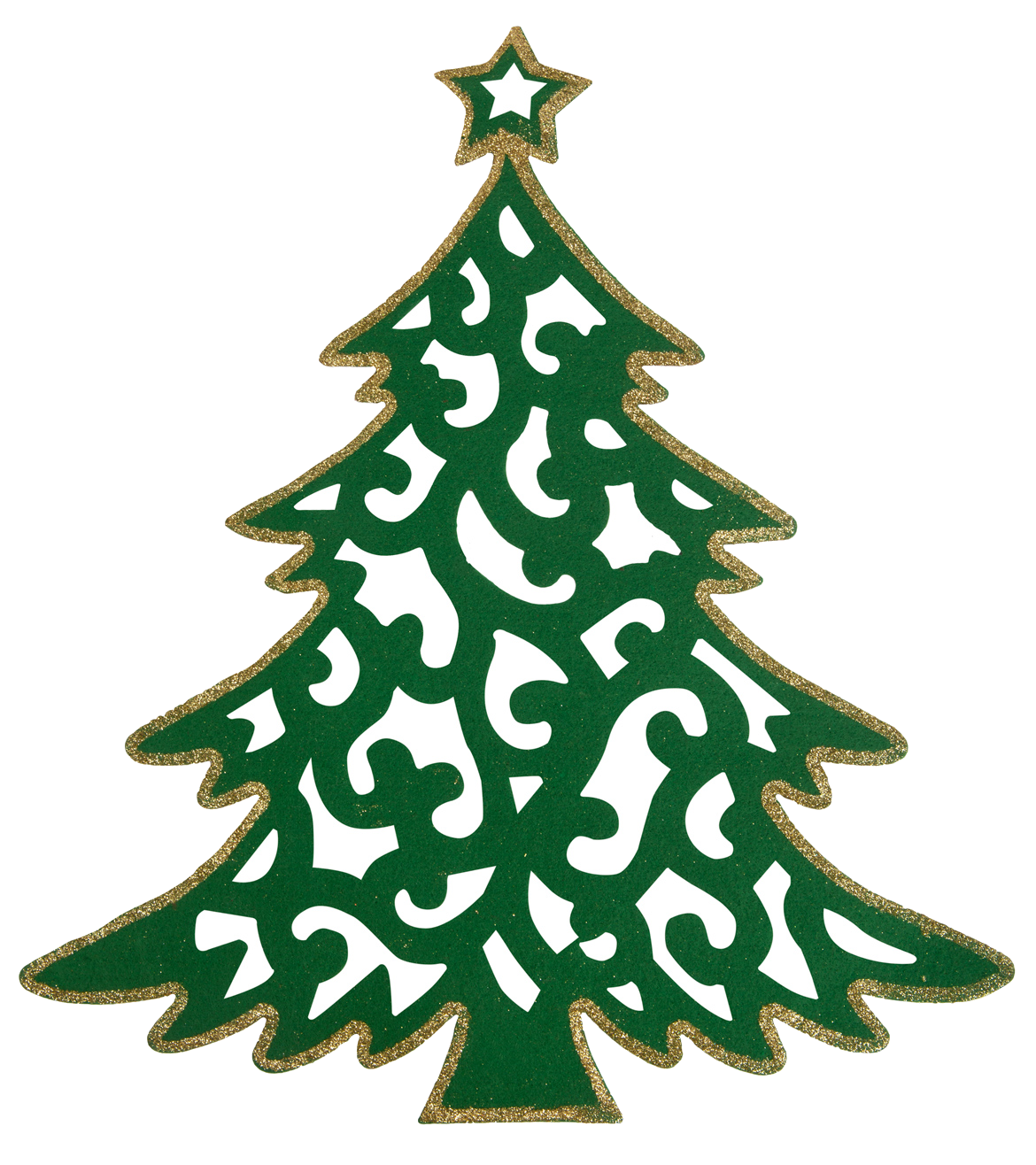 FAMILY CHRISTMAS Karácsonyi dísz - karácsonyfa - 39 x 45 cm - zöld / arany