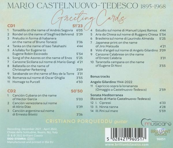 Porqueddu Cristiano - Castelnuovo-Tedesco:Greeting Cards  - (CD)