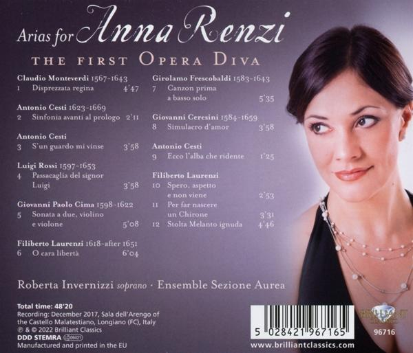 Roberta/ensemble Sezione Aurea Invernizzi - Arias For Anna Renzi The First Opera Diva  - (CD)