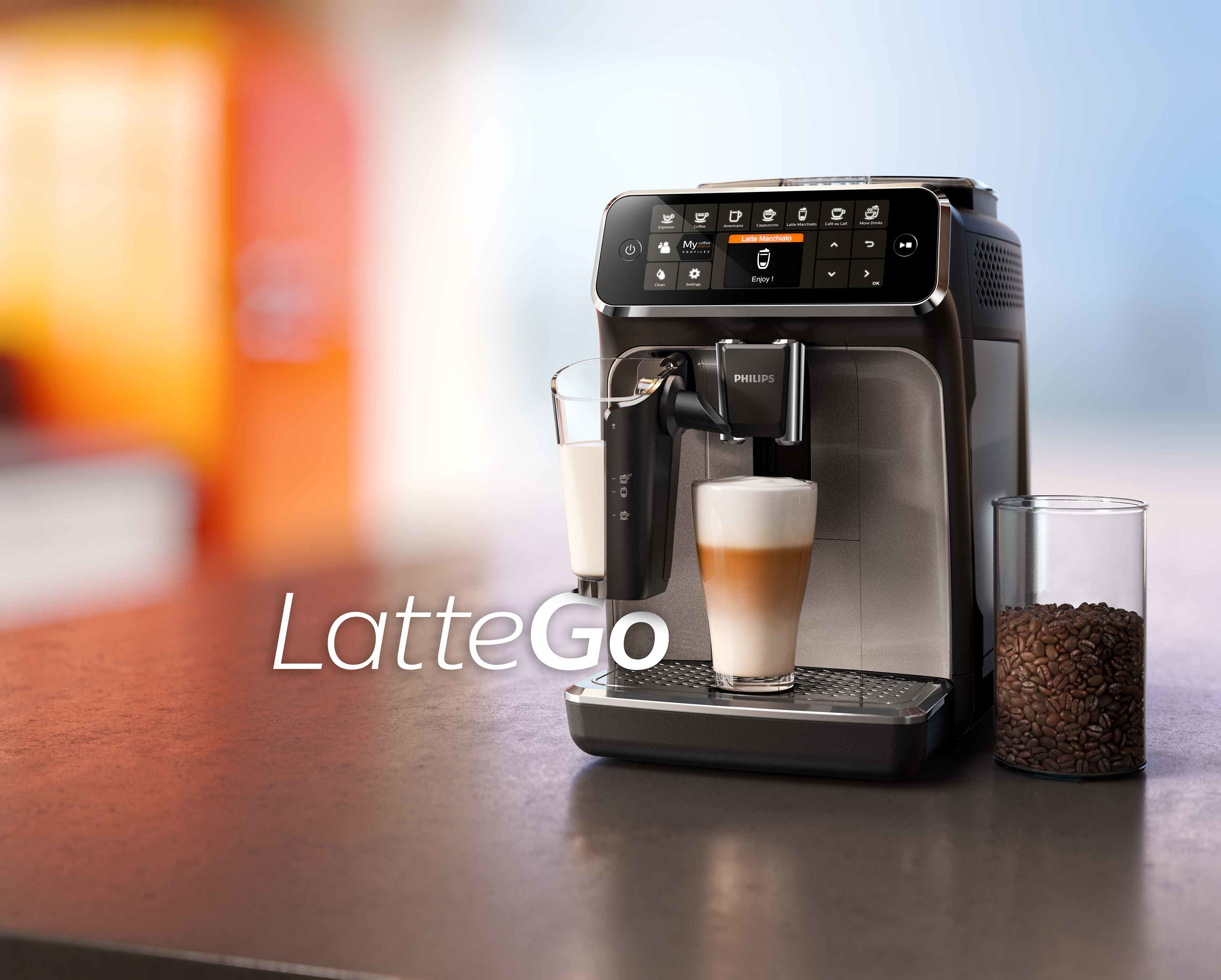 PHILIPS  LatteGo Series 4300 (EP4346/70) - Volautomatische espressomachine - Maximum aantal tassen: 2 - Extern melkreservoir - Zwart