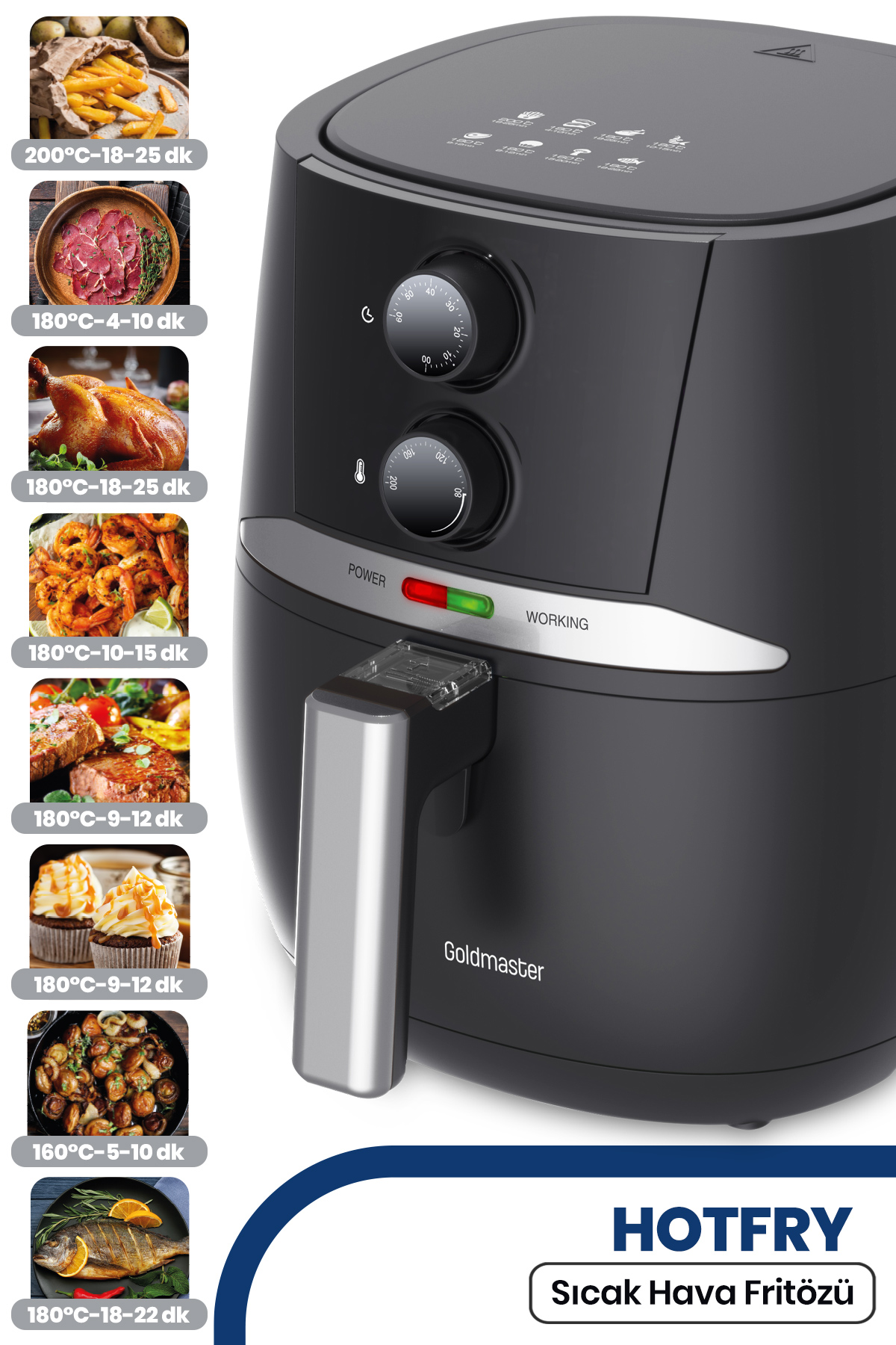 GOLDMASTER Hotfry GM-7468 Sıcak Hava Fritözü Siyah