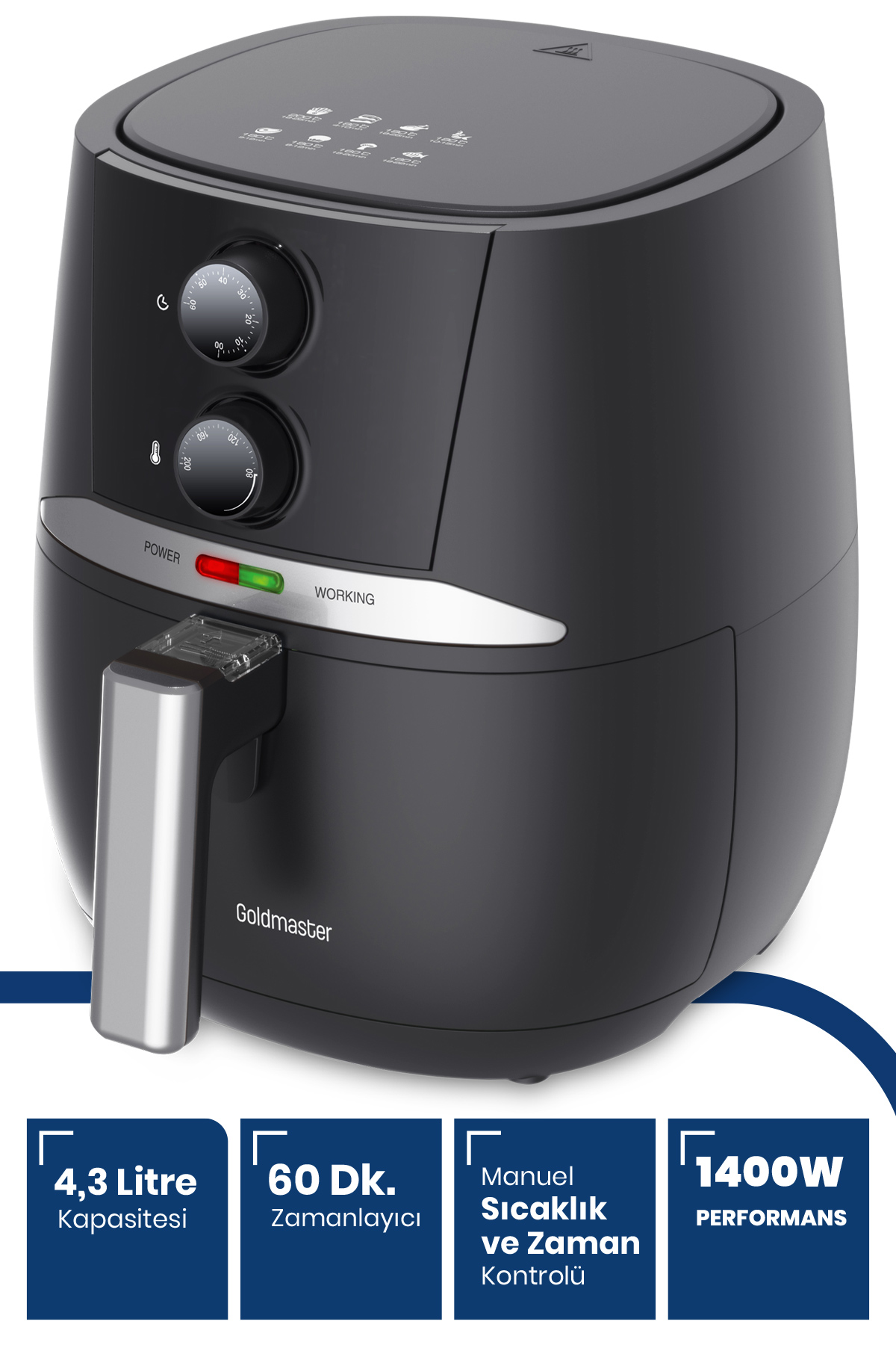 GOLDMASTER Hotfry GM-7468 Sıcak Hava Fritözü Siyah