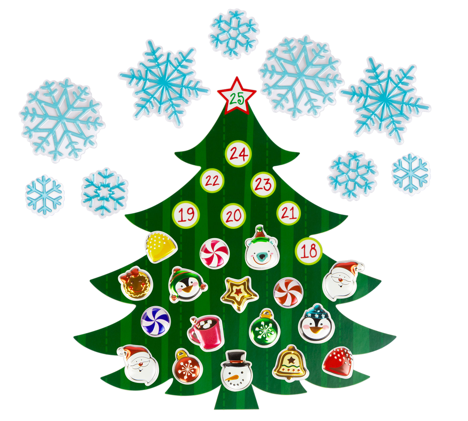 FAMILY CHRISTMAS Karácsonyi öntapadós 3D falmatrica - adventi kalendárium fenyőfa