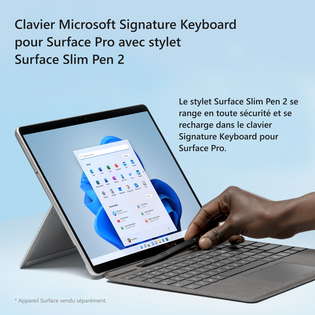 MICROSOFT Cover clavier Signature pour Surface Pro AZERTY BE + Stylet Surface Slim Pen 2 Saphir (8X6-00102)