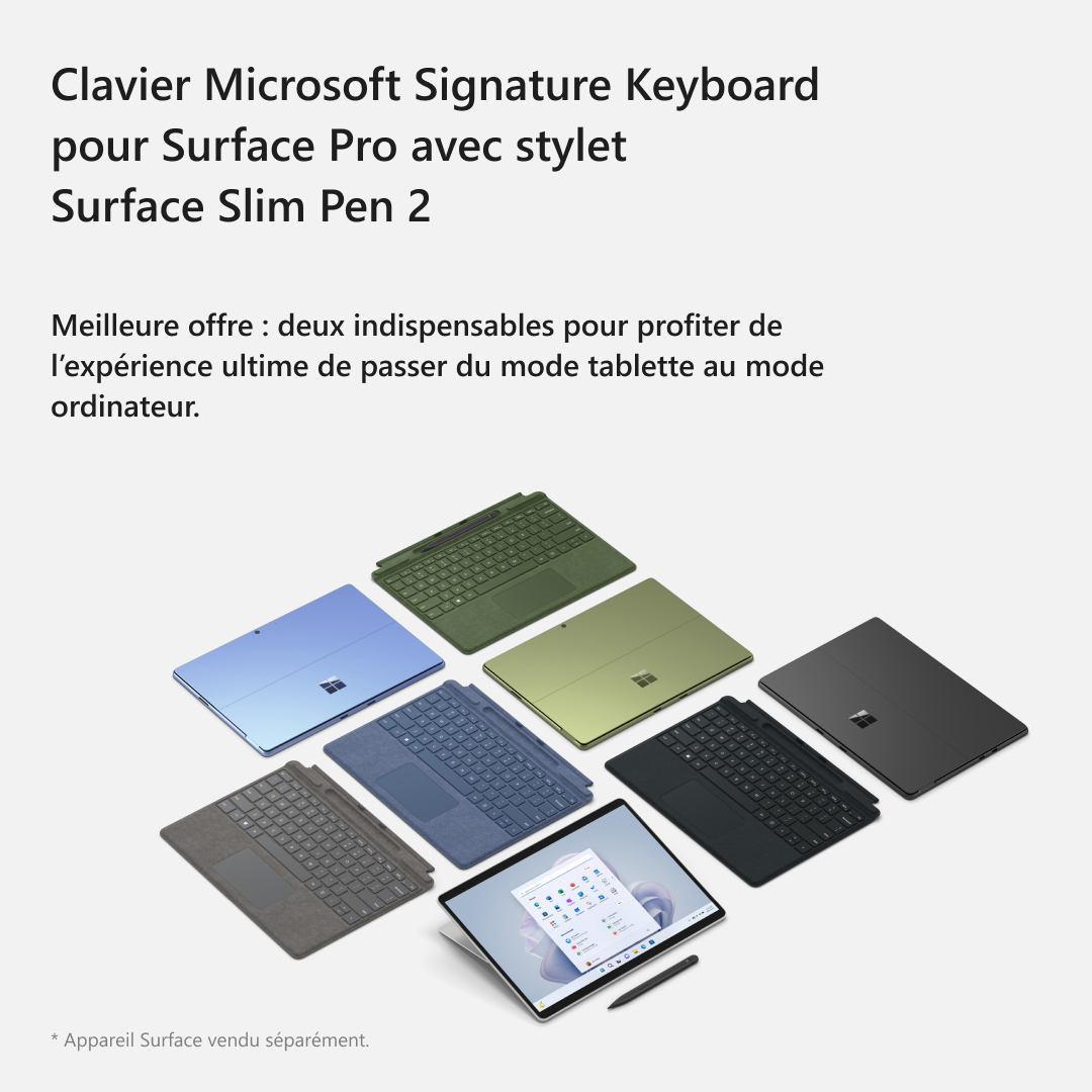 MICROSOFT Cover clavier Signature pour Surface Pro AZERTY BE + Stylet Surface Slim Pen 2 Forêt (8X6-00126)