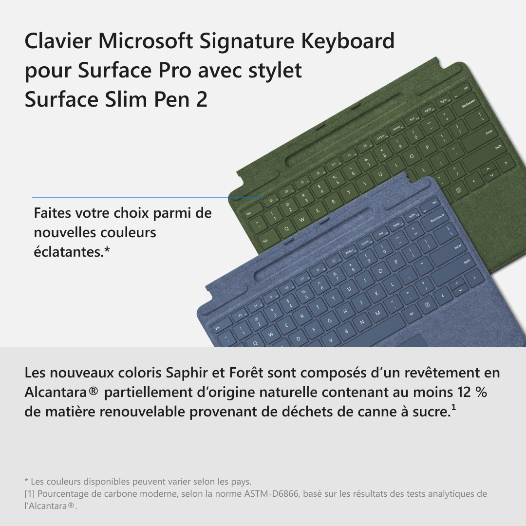 MICROSOFT Cover clavier Signature pour Surface Pro AZERTY BE + Stylet Surface Slim Pen 2 Forêt (8X6-00126)