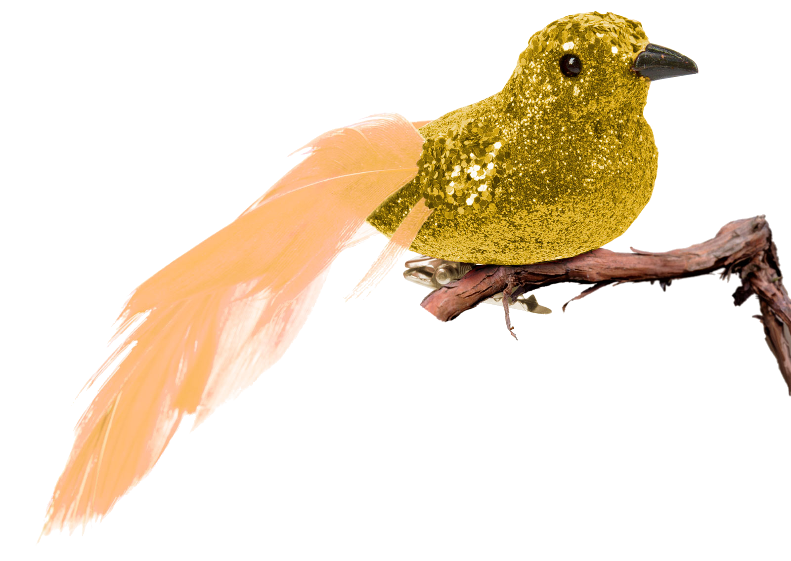 FAMILY CHRISTMAS Karácsonyi dísz - csipeszes glitteres madár arany 2 db / csomag