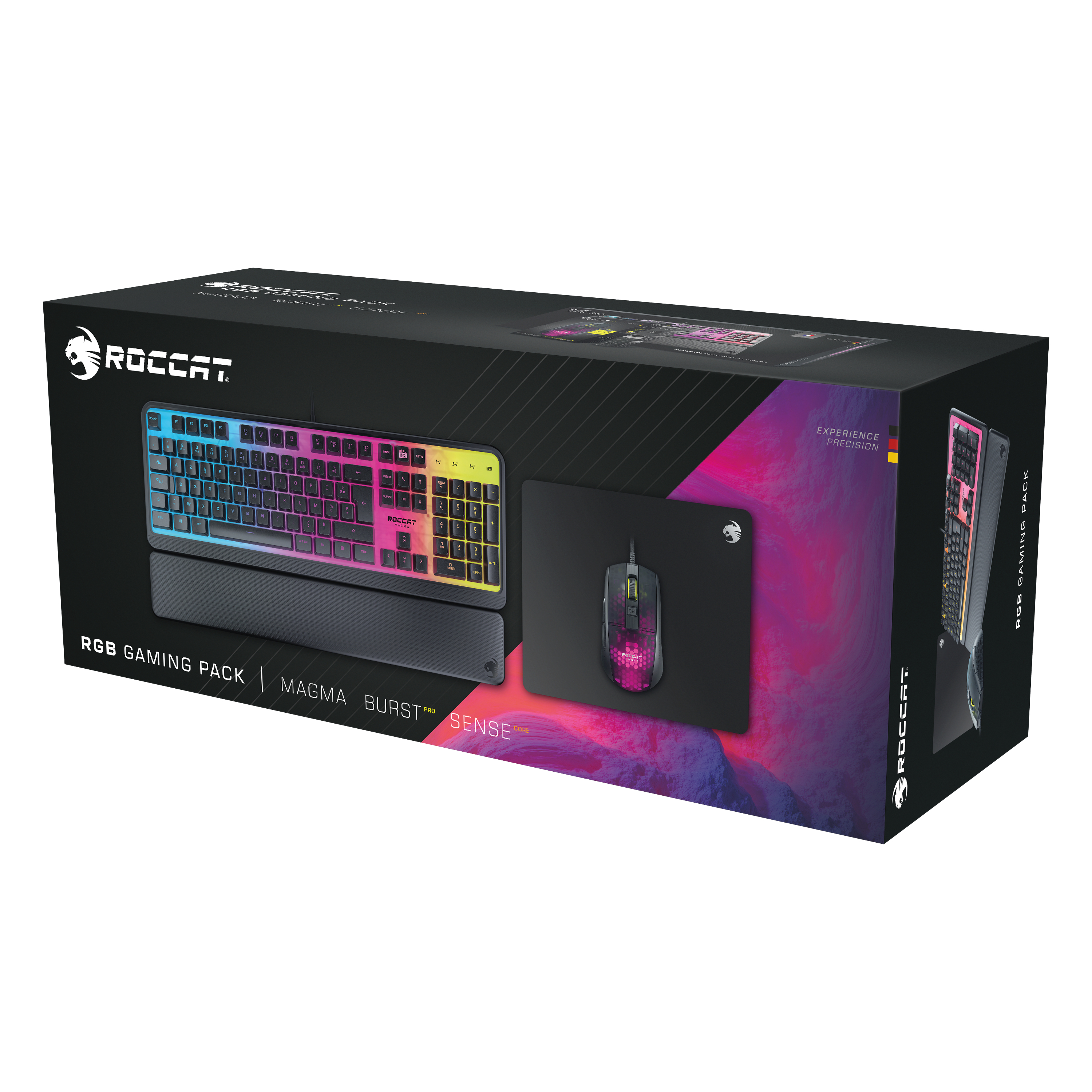 ROCCAT ROC-16-000 MAGMA-BURST-SENSE-BUNDLE, Tastatur, Maus und Mauspad Set, Kabelgebunden, Mehrfarbig