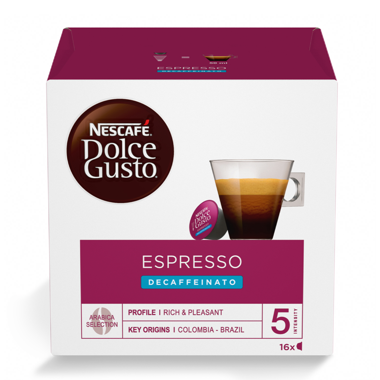 Nescafe' Dolce Gusto Confezione 16 capsule Dolce Gusto Decaffeinato NDG Decaffeinato