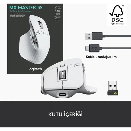 LOGITECH MX Master 3S Kablosuz Performans Mouse Açık Gri Fiyat