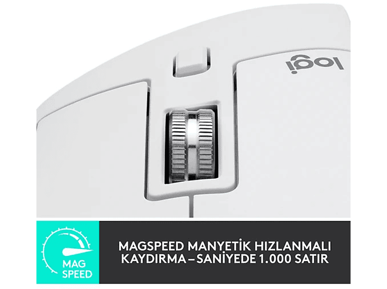 LOGITECH MX Master 3S Performans 8.000 DPI Optik Sensörlü Sessiz Kablosuz Mouse - Beyaz_3