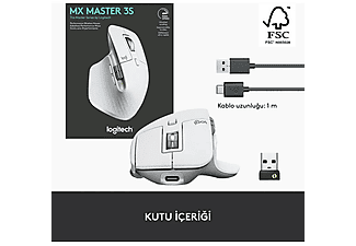 LOGITECH MX Master 3S Performans 8.000 DPI Optik Sensörlü Sessiz Kablosuz Mouse - Beyaz_8