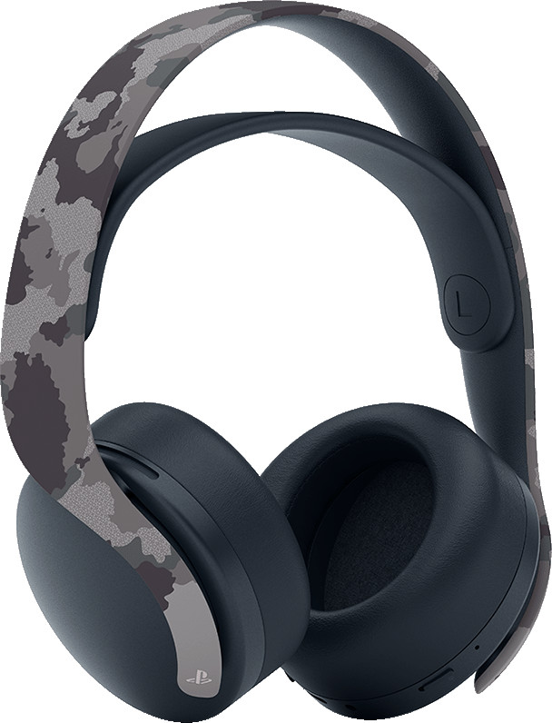 Zwarte koptelefoon met een camouflagepatroon op de hoofdband.