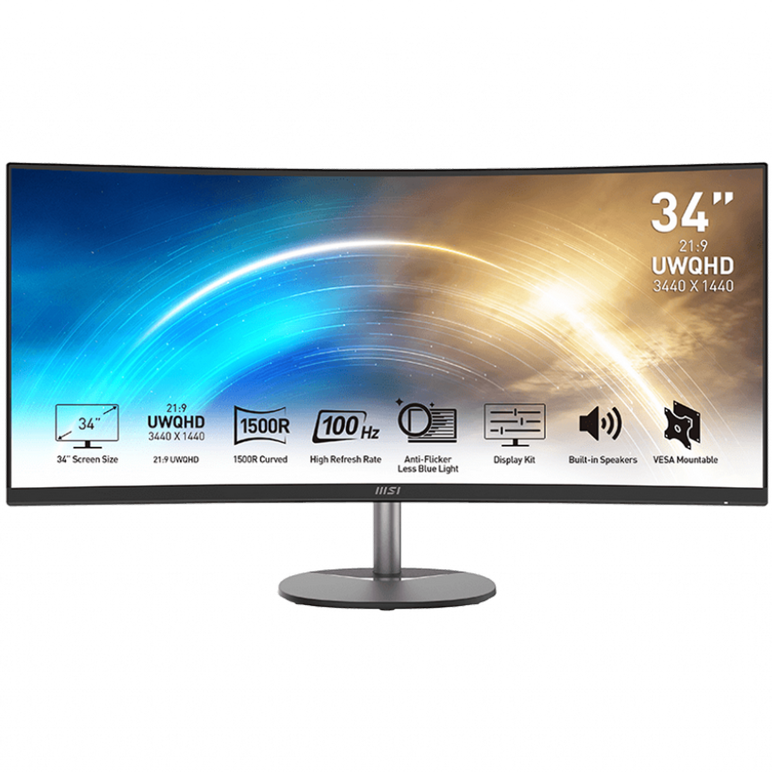 Msi Pro Mp341cq - 34 Inch 3440 X 1440 (uw Quad Hd) Va-paneel