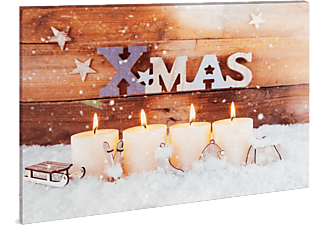 FAMILY CHRISTMAS LED fali kép, XMAS, 40 x 30 cm, 4 LED, melegfehér (58460)