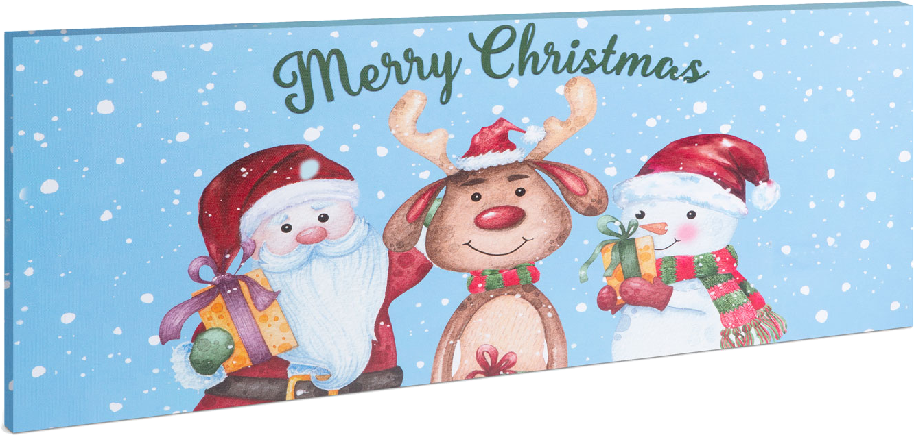 FAMILY CHRISTMAS LED fali kép, Merry Christmas, 70 x 30 cm, 6 LED, melegfehér (58464)