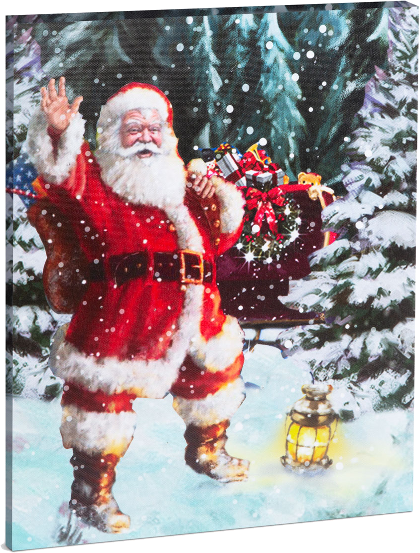 FAMILY CHRISTMAS LED fali kép, Mikulás, 40 x 30 cm, 1+20 LED, fehér (58465)