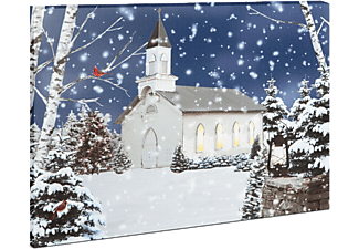 FAMILY CHRISTMAS LED fali kép, templom, 48 x 38 cm, 4 LED, melegfehér (58473)