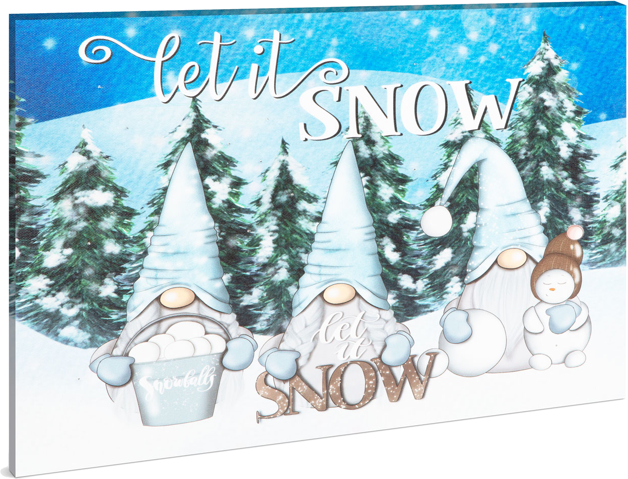 FAMILY DECOR LED fali kép, Let it snow, manók, 40 x 30 cm, 20 LED, hidegfehér (58479)