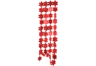 FAMILY CHRISTMAS karácsonyi girland, hópehely, 2,7 m, piros (58616A)
