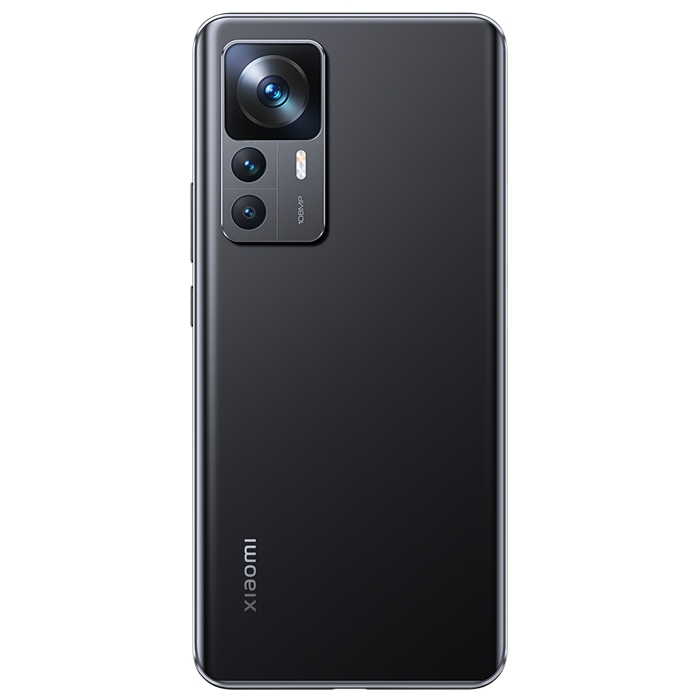 Siyah Xiaomi akıllı telefon, üçlü kamera ve 108MP etiketiyle.
