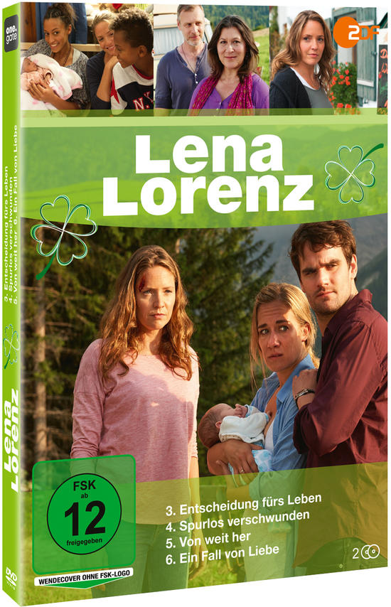 DVD-Cover der Fernsehsendung "Lena Lorenz". Zeigt eine Gruppe von Leuten und eine Frau mit einem Baby.