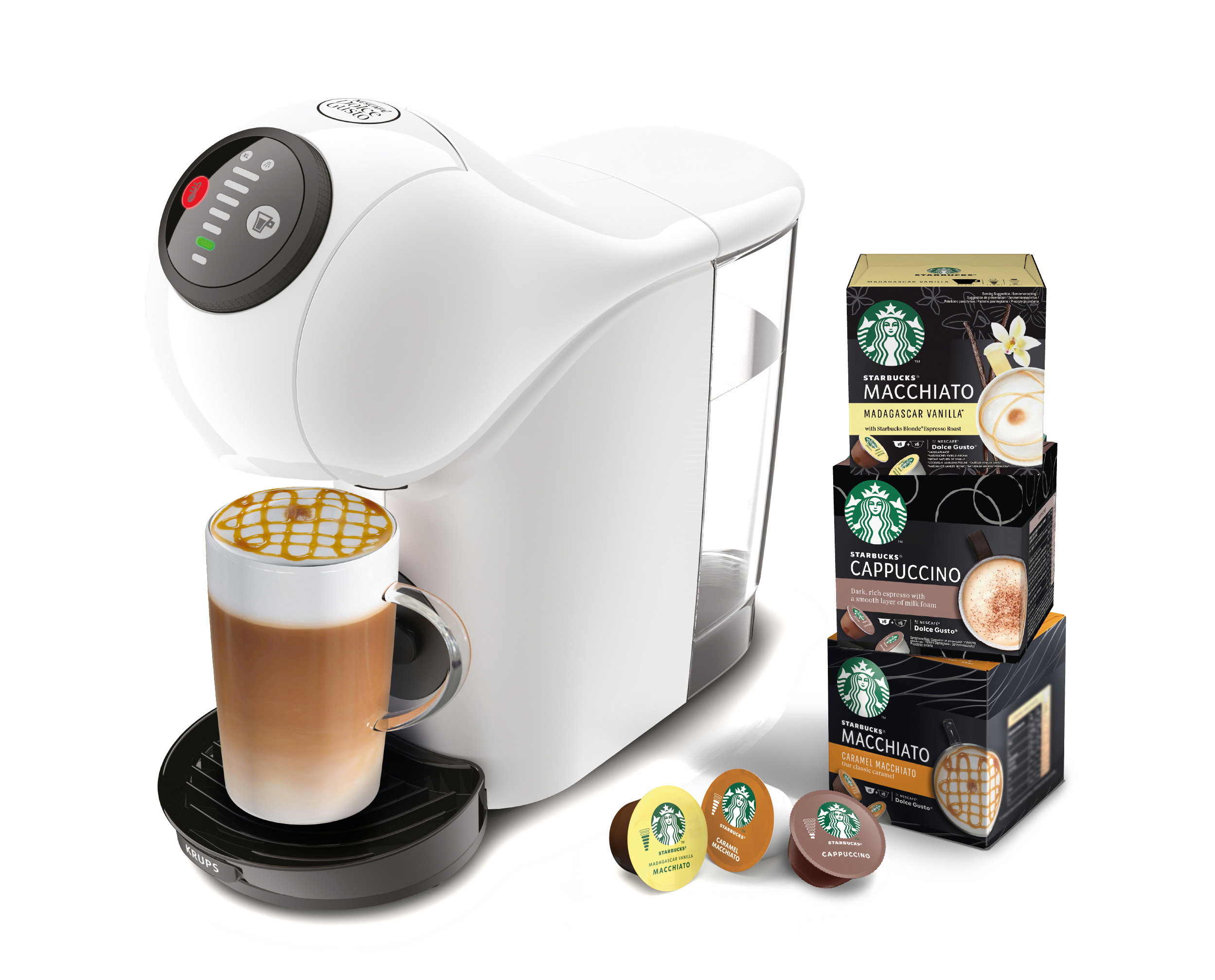 KRUPS KP2401.SBX22 Nescafé Dolce Gusto Genio S + 3 Kapselpackungen Kapselmaschine Weiß